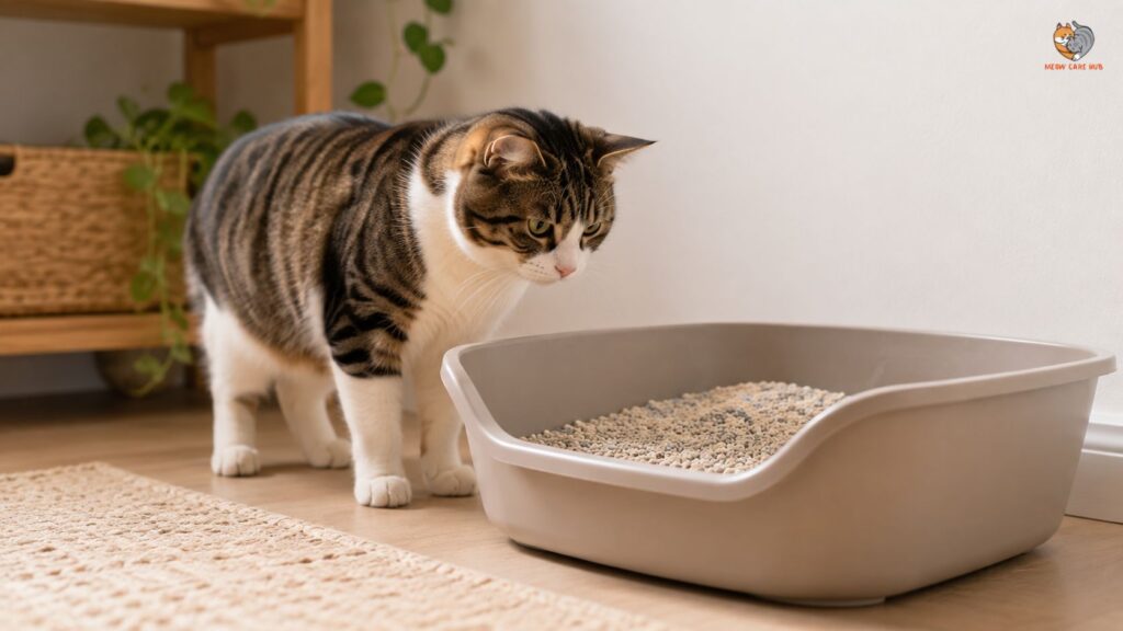 Cat hesitant to use its litter box
